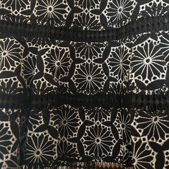 Bardot Skirt Cotton Boho Flare Ruffle Floral 3D Lace Tiered Eyelet Embroidery - Picture 2 of 3